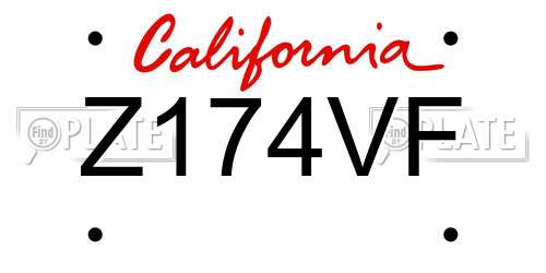 Z174VF California License Plate