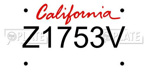 Z1753V California License Plate