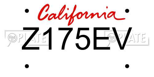 Z175EV California License Plate
