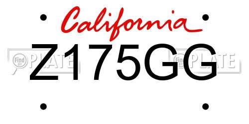 Z175GG California License Plate