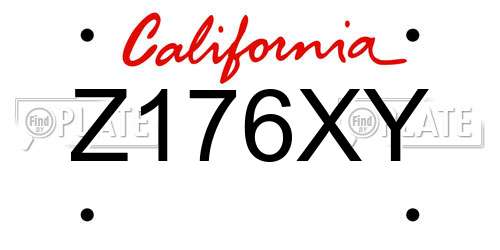 Z176XY California License Plate
