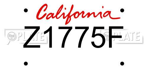 Z1775F California License Plate