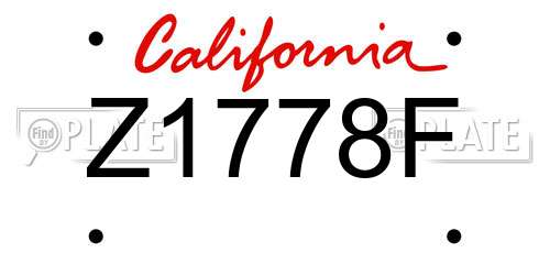 Z1778F California License Plate