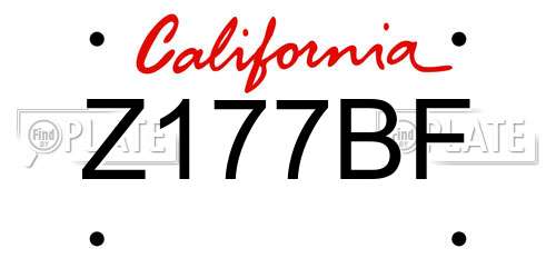 Z177BF California License Plate