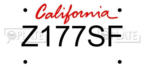 Z177SF California License Plate