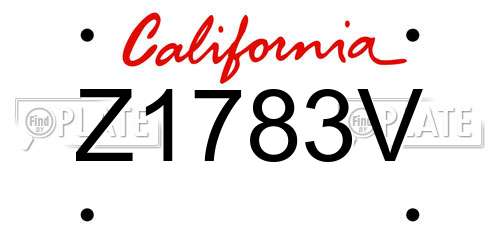 Z1783V California License Plate