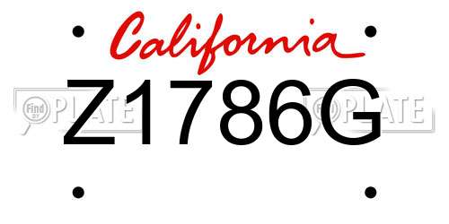 Z1786G California License Plate