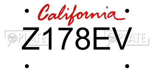 Z178EV California License Plate