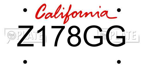 Z178GG California License Plate