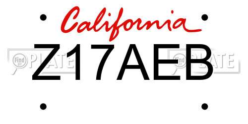 Z17AEB California License Plate
