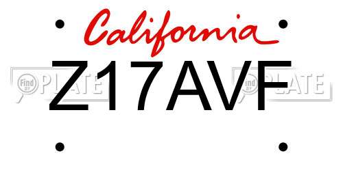Z17AVF California License Plate