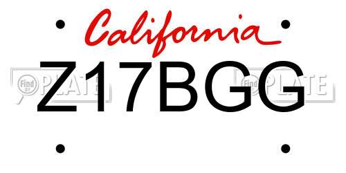 Z17BGG California License Plate