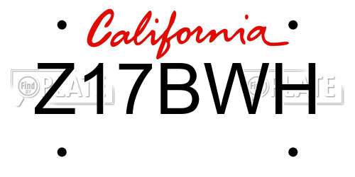 Z17BWH California License Plate