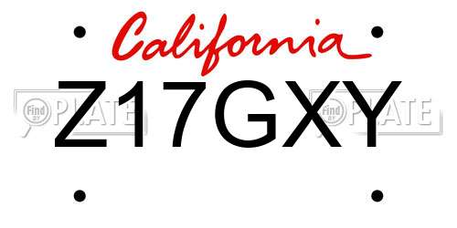 Z17GXY California License Plate