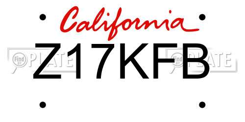 Z17KFB California License Plate