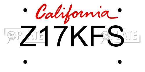 Z17KFS California License Plate