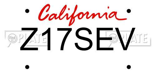 Z17SEV California License Plate