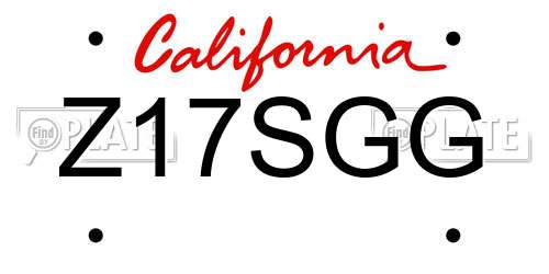 Z17SGG California License Plate
