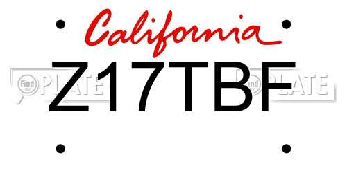 Z17TBF California License Plate