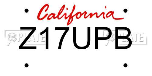 Z17UPB California License Plate