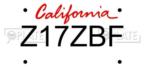 Z17ZBF California License Plate