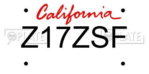 Z17ZSF California License Plate