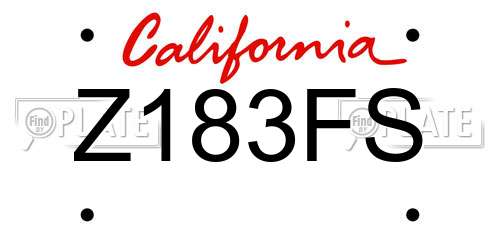 Z183FS California License Plate