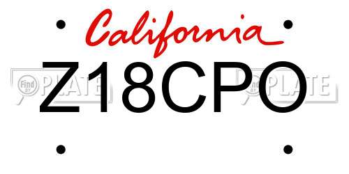 Z18CPO California License Plate