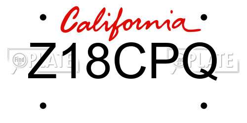 Z18CPQ California License Plate