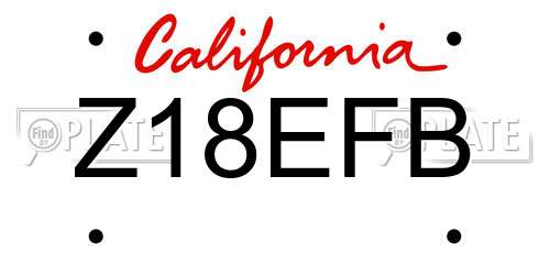 Z18EFB California License Plate