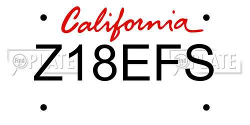 Z18EFS California License Plate