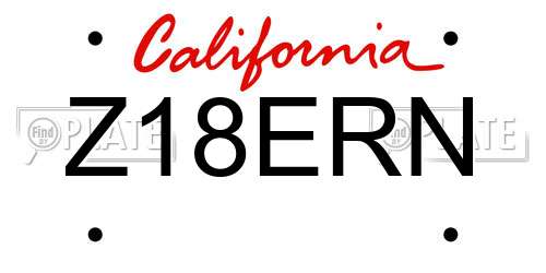 Z18ERN California License Plate