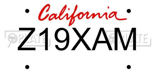 Z19XAM California License Plate