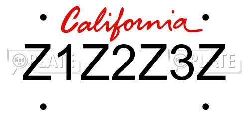 Z1Z2Z3Z California License Plate