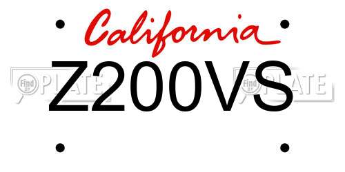 Z200VS California License Plate