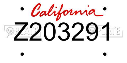 Z203291 California License Plate