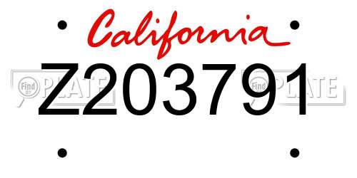 Z203791 California License Plate