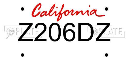 Z206DZ California License Plate