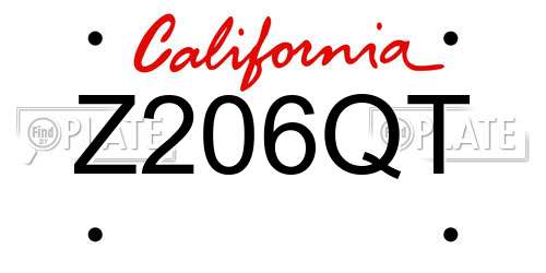 Z206QT California License Plate