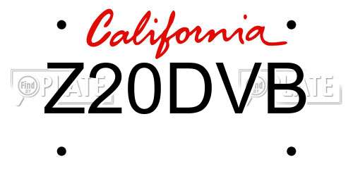 Z20DVB California License Plate