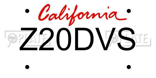 Z20DVS California License Plate