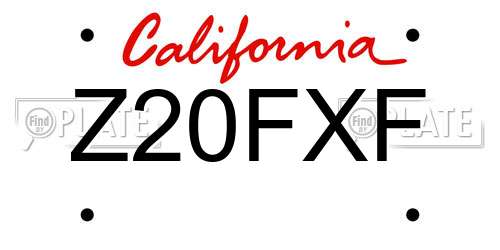 Z20FXF California License Plate