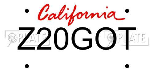 Z20GOT California License Plate