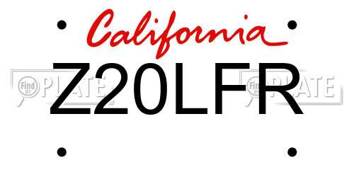 Z20LFR California License Plate