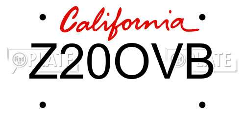 Z20OVB California License Plate
