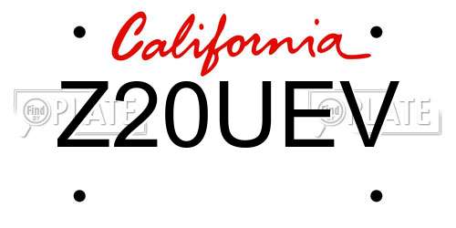 Z20UEV California License Plate