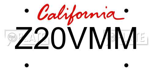 Z20VMM California License Plate