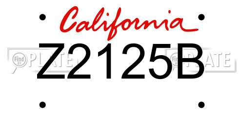 Z2125B California License Plate