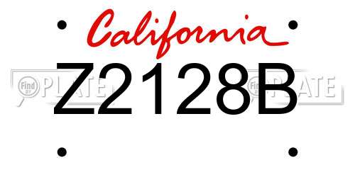Z2128B California License Plate