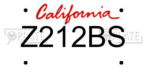 Z212BS California License Plate
